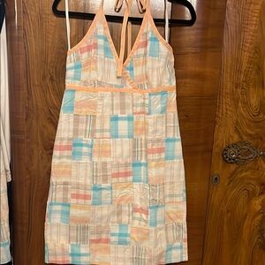 Vineyard Vines Peach Plaid Halter Dress Size 8